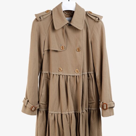 Moschino Tiered Wool Camel Trench-Style Coat